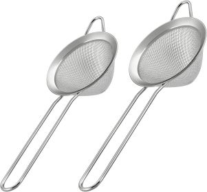 2 Pack Fine Mesh Strainer, Small Stainless Steel Sieves with Handles, for Steeping Loose Leaf Tea, Straining Cocktail, Juice and Sifting Flour